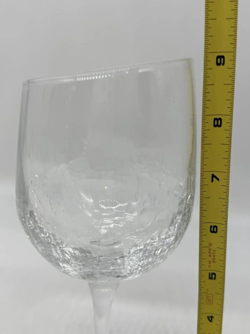 (2) Pier 1 Crackle Angled Rim Clear Slanted  Balloon Red Wine Glasses Disc 2017